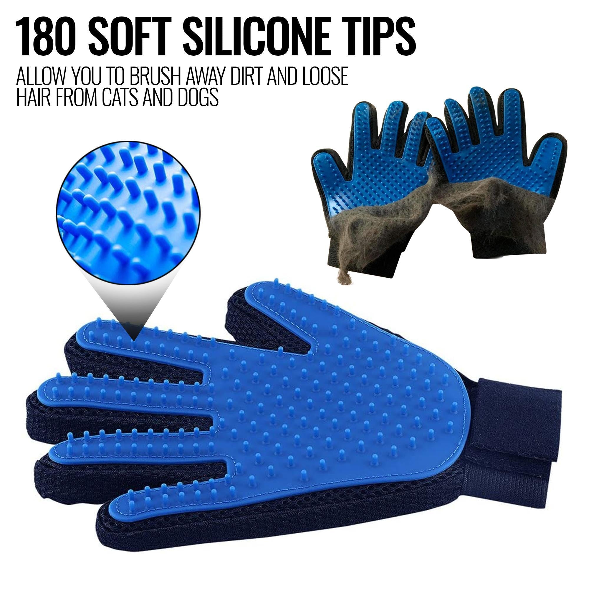 Guantes Removedores de Pelo para Mascotas – Cepillo de Baño y Masaje (Par)